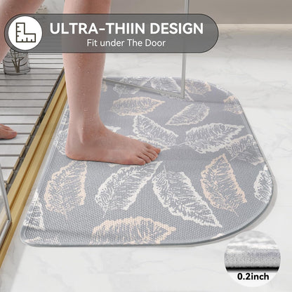 YDKGL Ultra Thin Bathroom Rugs Mat Quick Dry Absorbent Non Slip Bath Mat Bath Mats for Bathtub Mat Bathroom Carpet Fit Under Door Washable Floor Rubber Half Round Bath Rugs Grey 16x24