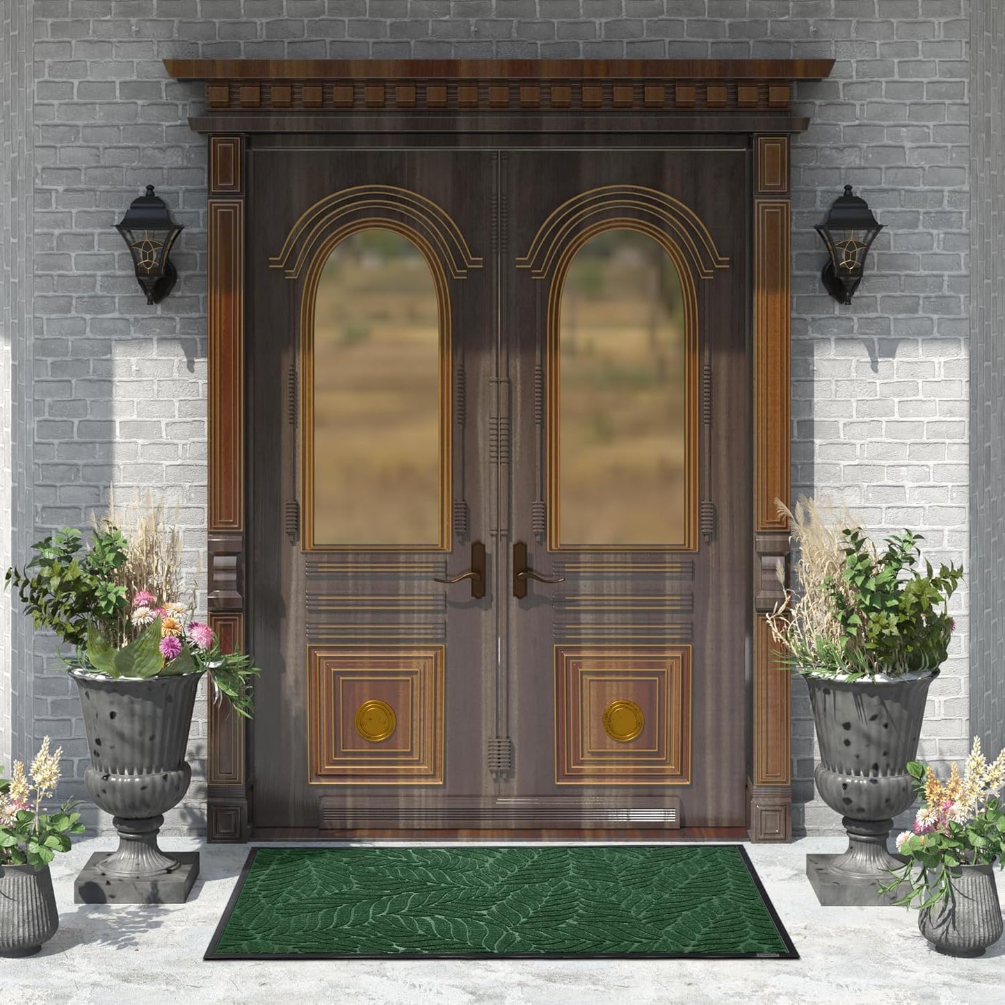 Yimobra Front Door Mat Outdoor Indoor, 29.5x17 All-Season Waterproof Door Mat Outside Entrance, All-Weather Non-Slip Outside Doormat for Garage Patio Entryway, Brown