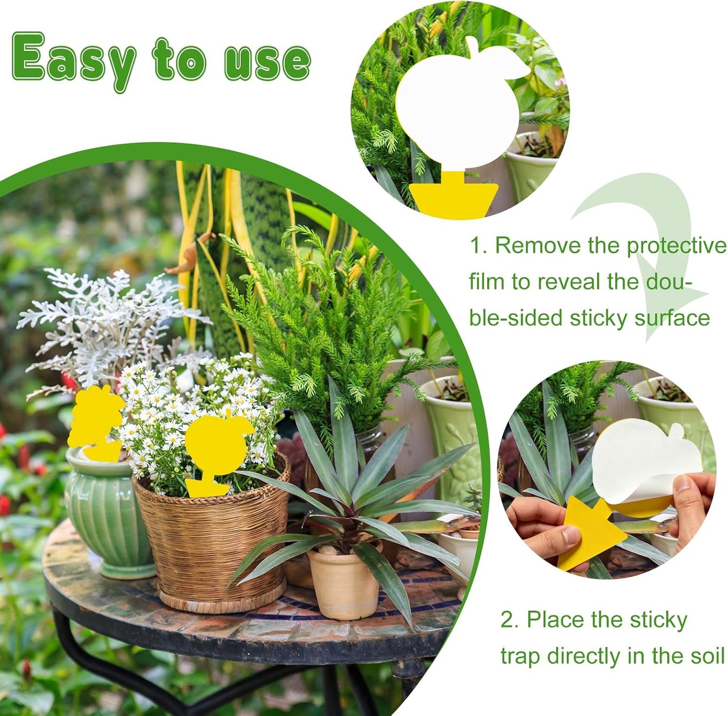 Yellow Sticky Traps for Plant Gnats, 50 Pack Fungus Gnat Trap, Effective Sticky Gnat Traps for Indoor and Outdoor Plants