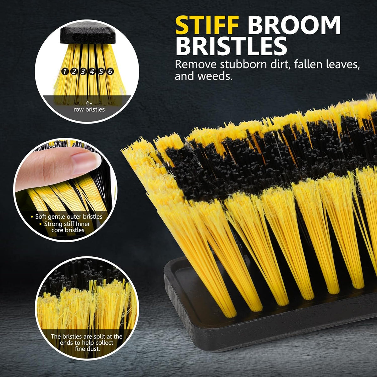 Push Broom Outdoor Heavy Duty,Masthome 24" Push Broom with Stiff Bristles,Heavy Duty Garden Broom,Outdoor Stiff Sweeping Broom for Garage Yard Patio Deck Concrete Wood Stone Floors Scrub and Cleaning