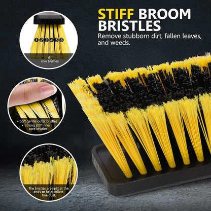 Push Broom Outdoor Heavy Duty,Masthome 24" Push Broom with Stiff Bristles,Heavy Duty Garden Broom,Outdoor Stiff Sweeping Broom for Garage Yard Patio Deck Concrete Wood Stone Floors Scrub and Cleaning