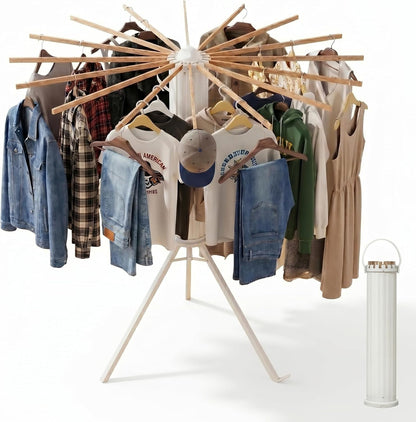 Wall-Mounted Drying Rack Clothing Foldable, Space-Saving Laundry Drying Rack with 7 Rods Perfect for Versatile Indoor and Outdoor Use in Apartment, Bathroom, RV, Balcony and Bedroom