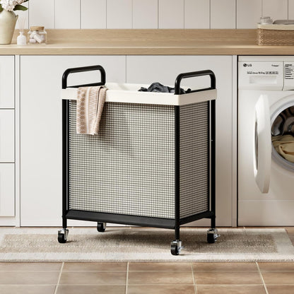 WOWLIVE Laundry Hamper 3 Section, 120L Rolling Laundry Basket with wheels and Removable Liner Bag, Laundry Sorter with Metal Handle, Large Clothes Hamper for Laundry Room, Bathroom and Dorm, Beige