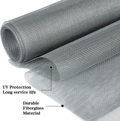 TOOLTRIZ Windows Screen and Screen Door Replacement, 48"x118" Durable Fiberglass Screen Mesh - Screen & Sliding Screen Door Repair for Patio & Window