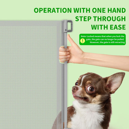 Upgraded Retractable Baby Gate for Stairs, 33"Tall Expands 71"Wide Ideal Safety Solution Dog Gate for Stairs Doorways Hallways Indoor Outdoor Mesh Baby Gate Retractable Screen Door(White,86CMx180CM)