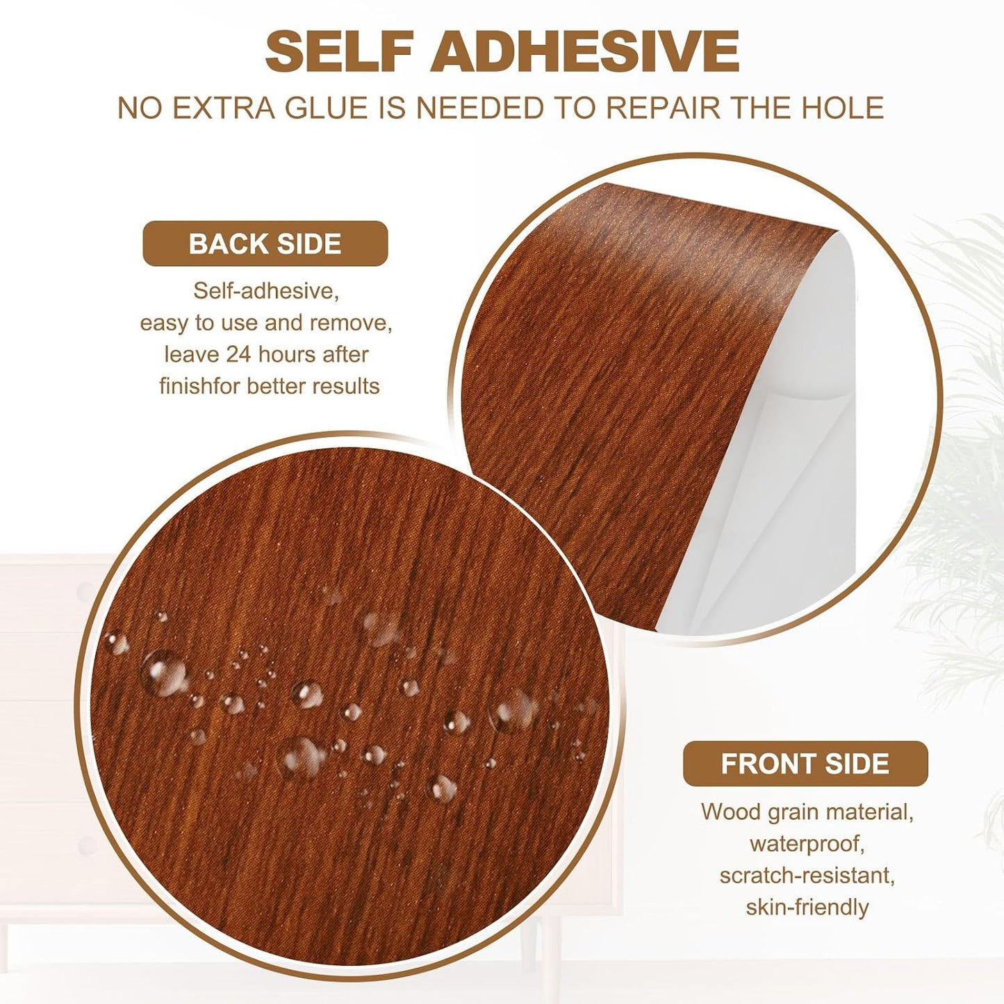 PATIKIL Self Adhesive Wood Grain Repair Tape 33'x 3", Multi-Use Realistic Wood Grain Repair Patch for Furniture Floor Door Table Chair Windows Handicraft DIY, Yellow Teak