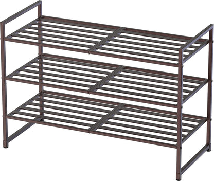 Simple Houseware 3-Tier Stackable Shoes Rack Storage Shelf, Black