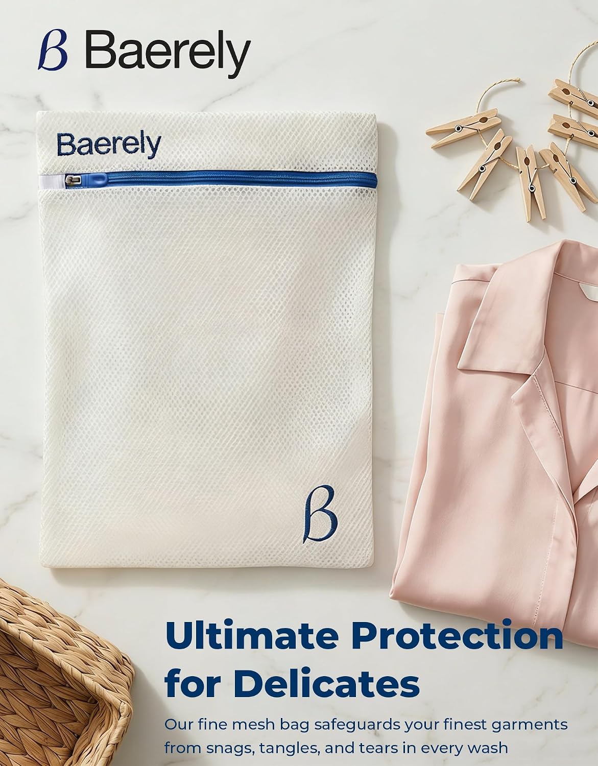 Mesh Laundry Bag for Shapewear, Bras & Delicates 12x16 in Pearl White | High-density mesh prevents twisting & stretching for bras, shapewear & delicates. Durable zipper with snag guard, 30x40cm