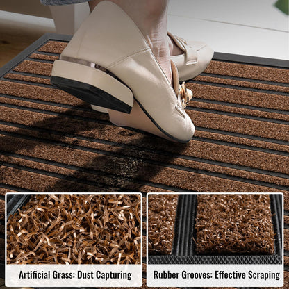BEHERO Door Mat Outdoor Entrance, 30.5"x17" Extra Durable Front Door Mat Outside, Heavy Duty Welcome Mat for Outside Entry, Back Door Mats Non Slip, Waterproof All-Season Doormats, Yellow