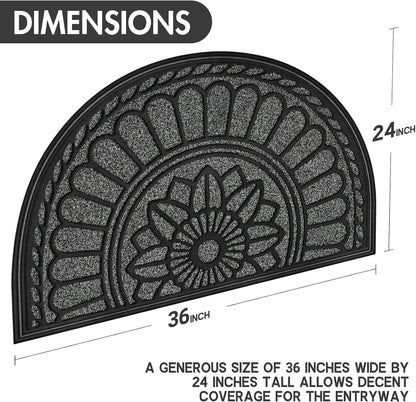 Mibao Front Door Mat Indoor Outdoor Entrance, Semicircular Entrance Mat, Half Round Waterproo Non-Slip Durable Rubber Door Mats, Low Profile Heavy Duty Doormat for Garage, Patio, 30" x 18", Yellow