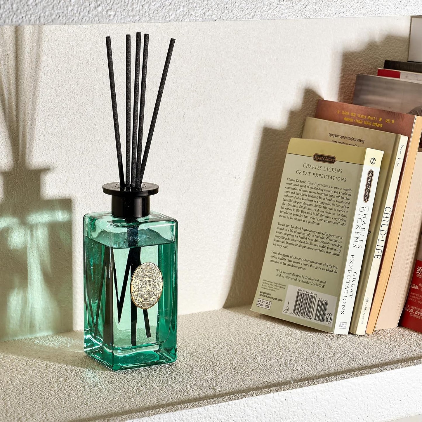 M&SENSE 6.3 oz Large Reed Diffuser Set | Lime+Basil Scent Oil Diffuser with Sticks | Hotel Collection Non-Toxic Home Fragrance |for Bedroom Bathroom Living Room - Colors B