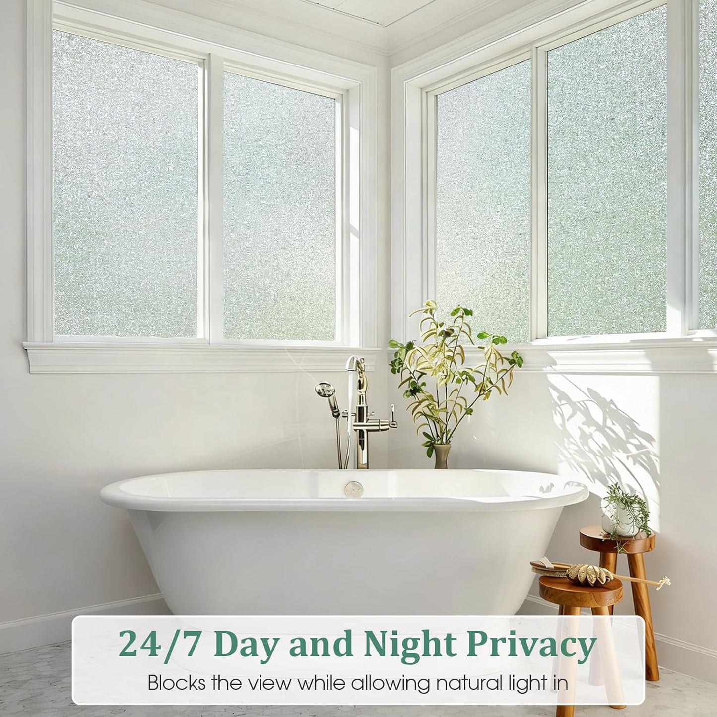 Coavas Frosted Glass Window Privacy Film, Opaque Static Cling No Glue Removable, UV & Heat Blocking Anti-Glare, Renter Friendly Decorative Covering for Bathroom Bedroom Door, 17.5 x 78.7 in
