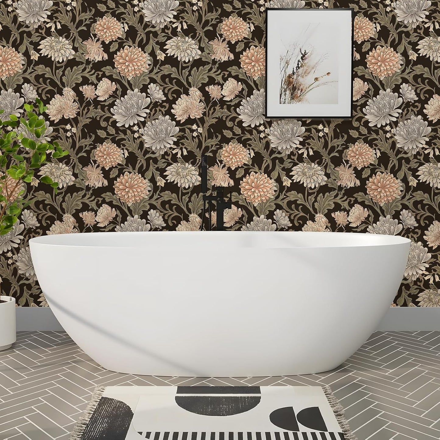 Removable Peel and Stick Wallpaper Boho 17.5 x 118 in Floral for Bedroom Bathroom Easy Peel Off Stick on Wallpaper Contact Paper Renter Friendly Wall Paper