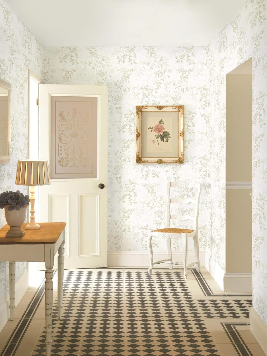 Dimoon 17.3''x78.7'' Vintage Peel and Stick Wallpaper Boho Beige Neutral Contact Paper White Floral Bird Wallpaper Removable Botanical Renter Friendly Modern Wall Paper Bedroom Bathroom Vinyl Roll