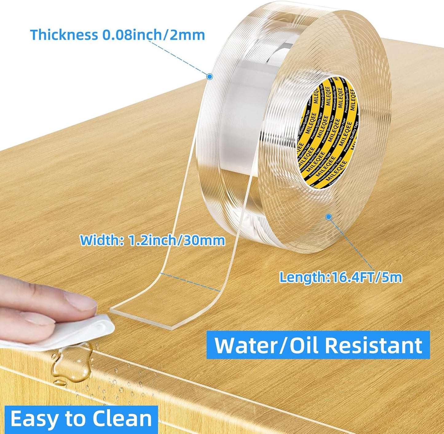 Clear Edge Protector Strip, 1.18in x 9.84FT, Sharp Edge Wrap Cover Tape, Self Adhesive Protective Bumper Corner Guards for Cabinet Door Desk Glass Table Bed Furniture, Kitchen Countertop, Waterproof