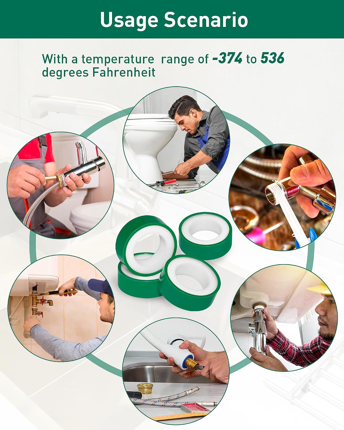 3 Roll Plumbers Tape, Teflon Water Pipe Sealing Tape, High-Density Thickening and Lengthen, High-Sealing Performance Waterproof Duct, Thread Seal, L 590 in x W 0.51 in. White