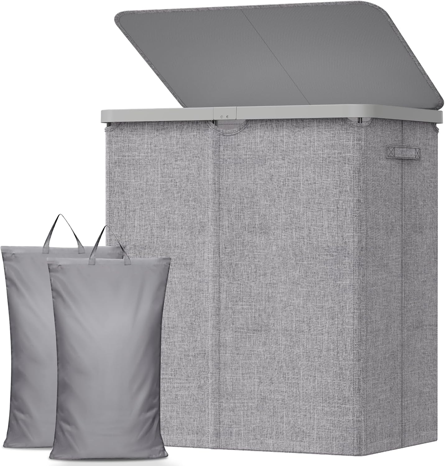 Lifewit 165L Large Laundry Basket with Lid, Laundry Hamper with Plastic Handles and Removable Bag, Foldable Tall Dirty Clothes Hampers for Laundry for Laundry Room, Bedroom, Bathroom, Dorm, Beige