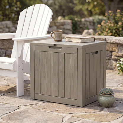 NicBex 30 Gallon Deck Box, Waterproof Resin Outdoor Storage Box Lockable for Patio Furniture, Fade Resistant Patio Side Table & Organizer for Garden Tools, Pool Floats, Outdoor Cushions, Black
