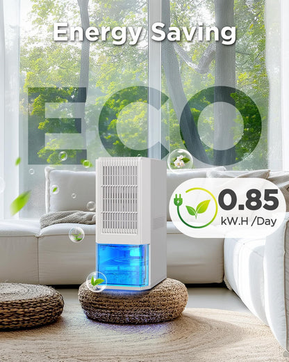 EasyAcc Bathroom Dehumidifier, 45 oz/Day Small Dehumidifier for Bathroom, Quiet Moisture Control Mini Dehumidifier for Home, Low-Temp Operation, Auto Shut-Off, 68 oz Tank, 7 LED Light for Closet RV