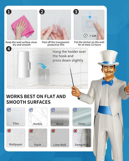 MR.SIGA Toilet Brush and Holder Set, Wall Mounted Toilet Bowl Brush, Compact Toilet Scrub Brush with Holder for Bathroom, White, 2 Pack