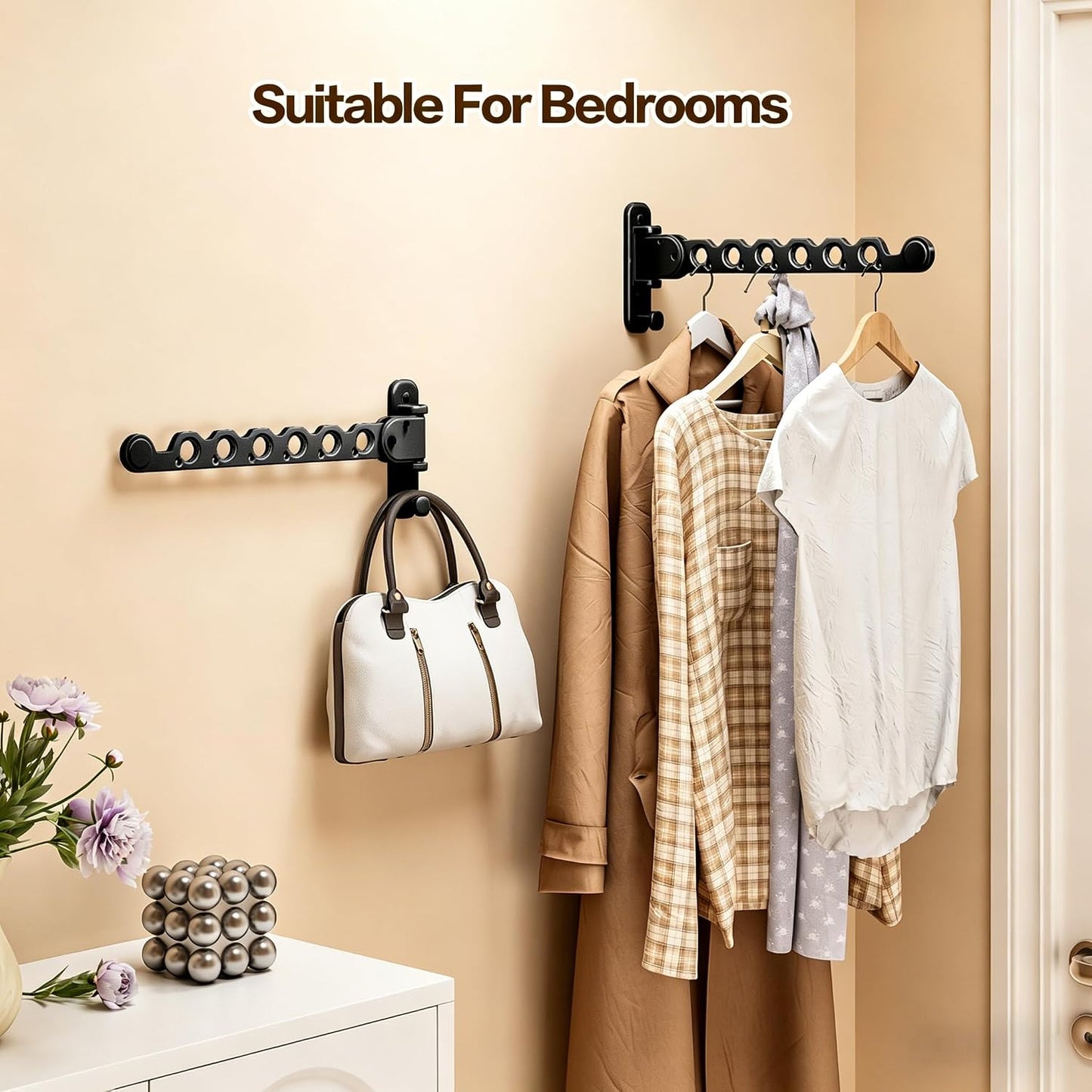Wall Mounted Clothes Drying Rack, Laundry Clothes Hanger Rack Wall Mounted, Foldable Clothes Rack for Laundry Room, Space Saving Closet Storage Organizer Clothes Hanger Indoor, 1pcs(White)