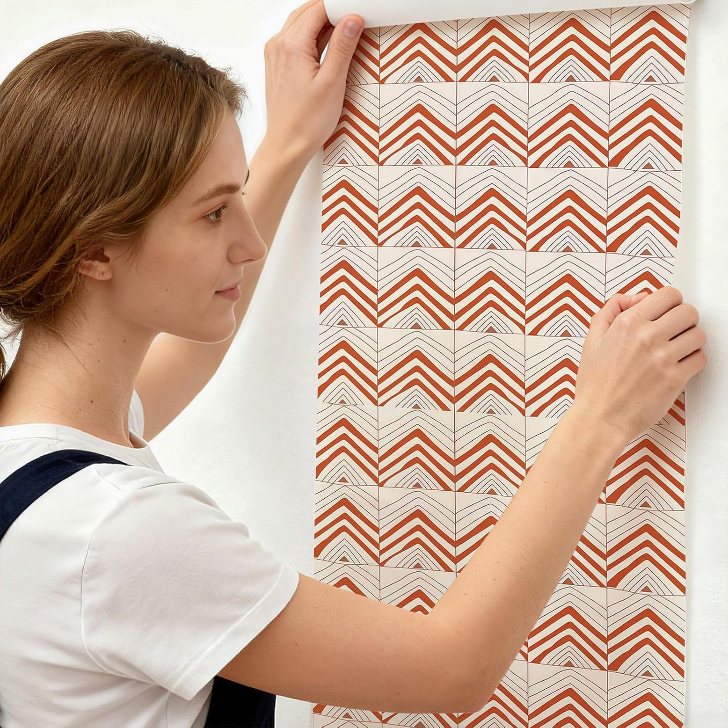 17"x118" Peel and Stick Wallpaper for Renter Friendly, Removable Wallpaper Peel and Stick, Self-Adhesive Textured Contact Paper for Walls, Cabinets, Countertops(Geometric Clay)