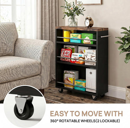 ALBAD Slim Rolling Cart,4-Tier Storage Cart with Wheels,7.9”W Slim Storage Carts with Handle for Kitchen Laundry Narrow Places Bathroom Dining Room Small Spaces