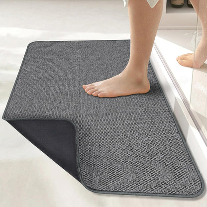 Bath Mat,Ultra Thin Bathroom Rugs,Rubber Bath Mats for Bathroom,No Slip Bath Rugs,Quick Dry,Machine Washable,Low Pile,Absorbent,Shower Outside,Sink,Home Decor Accessories.Grey,1'5"x2'3"(17x27Inch)