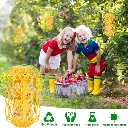 4 Pack Wasp Trap Outdoor Hanging, Carpenter Bee Catchers for Outside(Green) | Reusable Traps with 8 Sticky Refill Sheets, Bee Killer for Hornet Mud Dauber Yellow Jacket, Bug Catcher