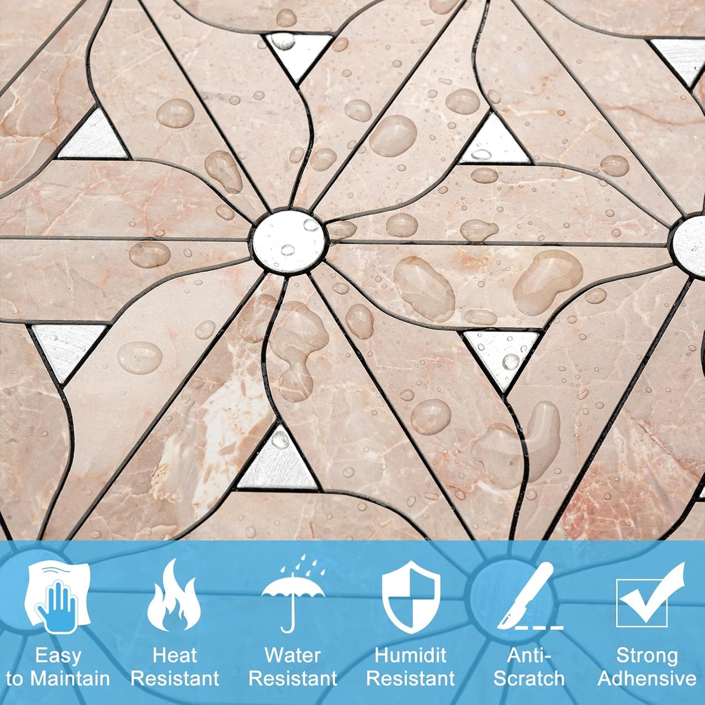 Peel and Stick Backsplash Tile, 10 Sheets Waterproof PVC Wall Tiles for Kitchen Bathroom, Thick Self Adhesive Stick on Backsplash, Covers 9.67 Sq.Ft