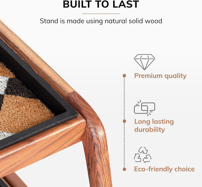 Anji Mountain Heavy Duty Waterproof Wooden Shoe Storage Mat Organizer/Boot Storage Tray Multi Use for Entryway with Coir, Tan Rectangle Embossed Insert, 1 Tier, Fits 2 Pair (26.5" Wide)