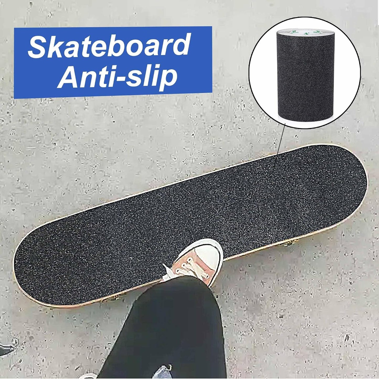 BOMEI PACK Black Anti Slip Tape, 4 Inch x 33 Foot Non-Slip Traction Grip Tape for Stairs, Waterproof Stair Treads Grip Non Slip, Non Skid Tape for Steps, Outdoor Black Grip Tape