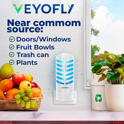 VEYOFLY Fruit Fly Traps for Indoors (2 Device + 6 Refills), Gnat Trap Indoor Plug in, Bug Traps, Flying Insect Trap, Gnat Traps for House Indoor, Fly Trap Indoor for Home Bug Light, Gnats Catcher