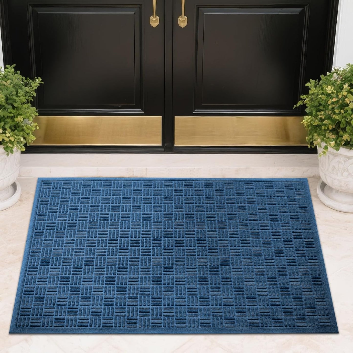 Mibao Front Door Mat, Heavy Duty Durable Welcome Mat for Outdoor Indoor, Dirt Trapper Waterproof Super Absorbent Door Mat for Entryway Outside Patio Porch, 29.5" x 17", Grey