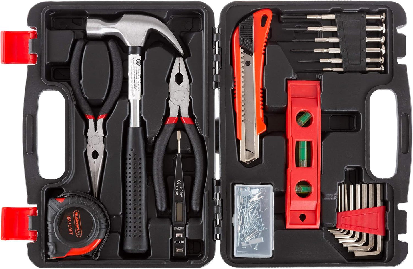 Tool Kit - 102 Heat-Treated Pieces with Carrying Case - Essential Steel Hand Tool and Basic Repair Set for Apartments, Dorm, Homeowners by Stalwart