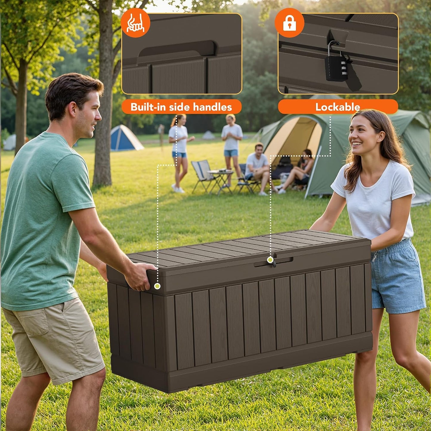 32 Gallon Deck Box Outdoor Indoor Waterproof Storage Box for Patio Furniture, Pool Accessories, Garden Tools, and Cushion Storage, Black