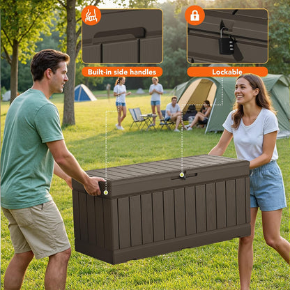 32 Gallon Deck Box Outdoor Indoor Waterproof Storage Box for Patio Furniture, Pool Accessories, Garden Tools, and Cushion Storage, Black