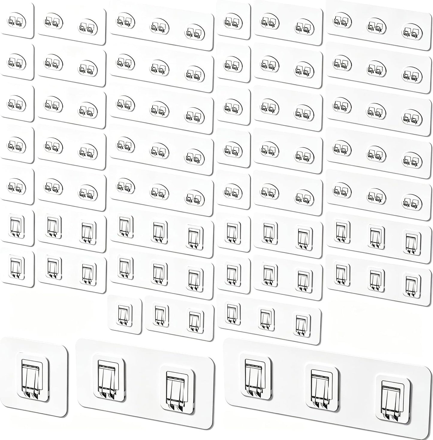 48 Pcs Transparent Waterproof Adhesive Hooks Heavy Duty Sticky Wall Hooks for Bathroom Shower Kitchen,Multi-Size No Residue Damage-Free Adhesive Shower Hooks for Shower Caddy Shelf Organizer