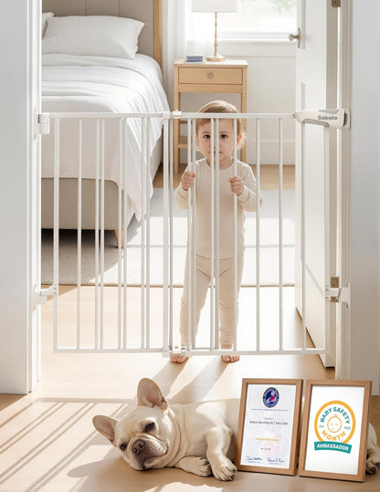 Babelio Baby Gate for Stairs, Kitchen & Doorways, No Bottom Bar| One-Handed Operation| Auto-Close| Hardware Mount (Drill Needed) Safety Dog/Pet Gate (Black - B17, 26-43" W, 28" H)