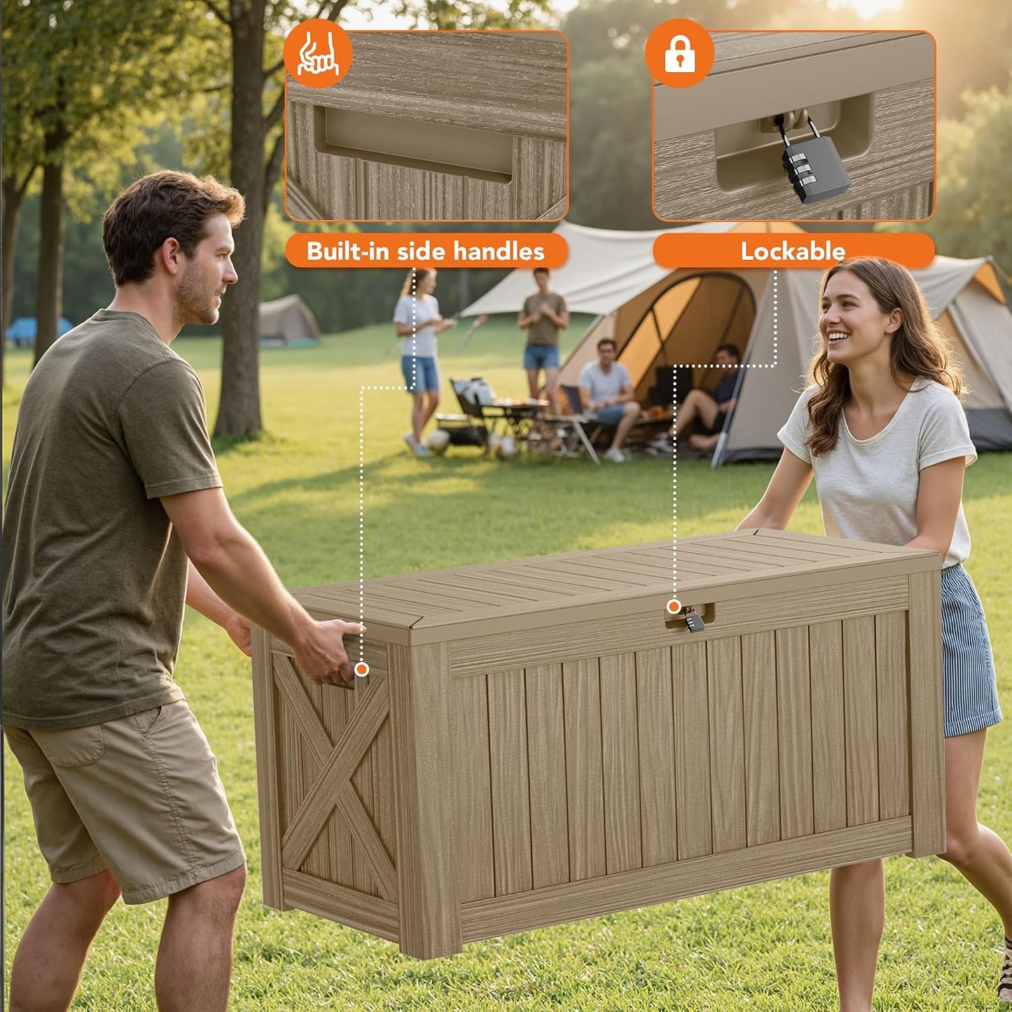 32 Gallon Deck Box Outdoor Indoor Waterproof Storage Box for Patio Furniture, Pool Accessories, Garden Tools, and Cushion Storage, Black
