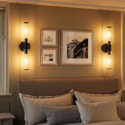 Wireless Wall Sconces with Remote Control, Battery Operated Wall Sconce Set of 2 with Timer, Gold Rechargeable Dimmable Glass Wall Lights for Living Room Bedroom Hallway Entryway 3000K, 20.5 Inch