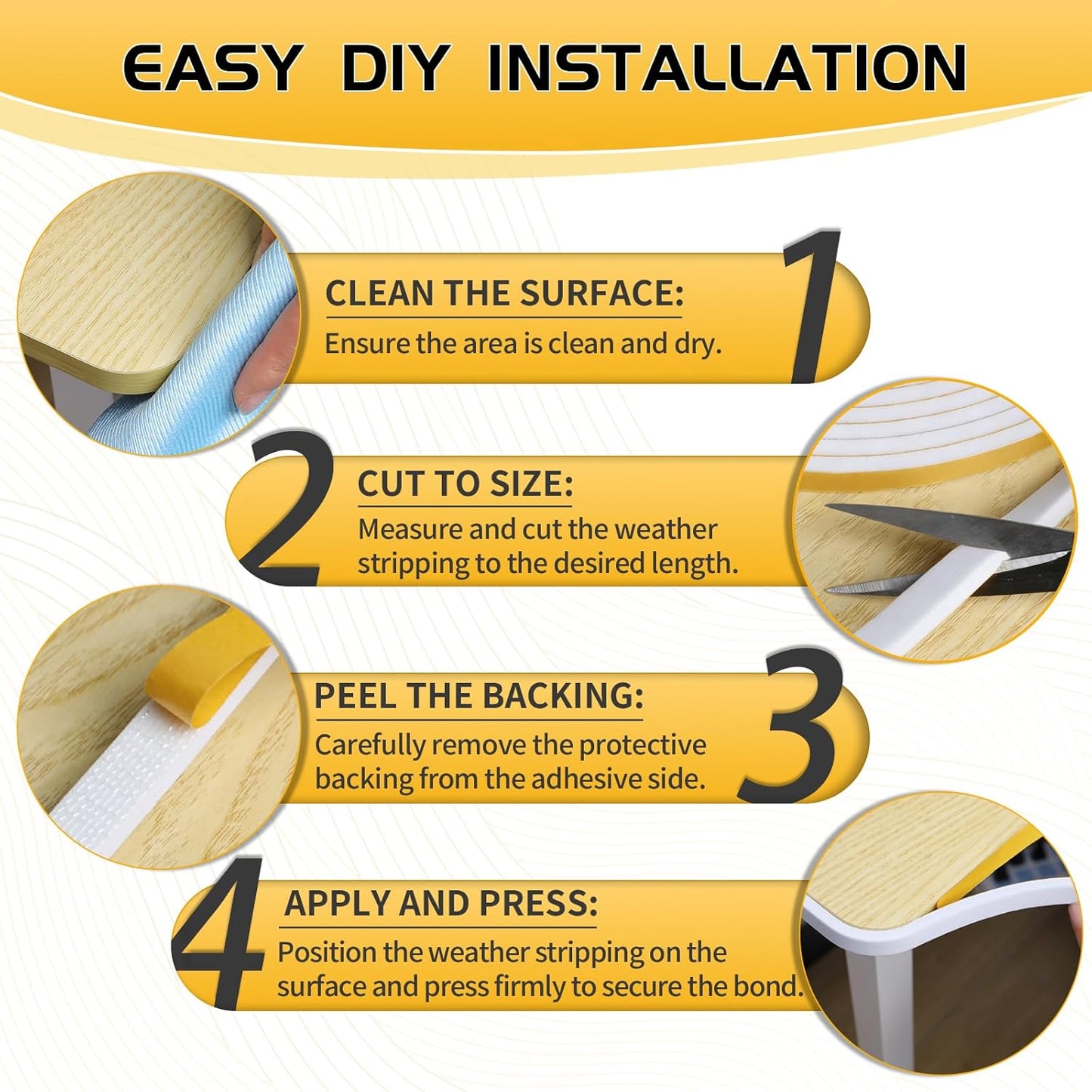 26Ft Weather Stripping Door Seal - 1/2" x 1/4" Door Seal Strip for Door Frame, High Density Foam Insulation Tape, Self Adhesive, Soundproof Gap Filler for Doors, Windows, Sliding & AC Units, White