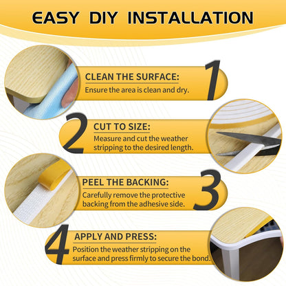 26Ft Weather Stripping Door Seal - 1/2" x 1/4" Door Seal Strip for Door Frame, High Density Foam Insulation Tape, Self Adhesive, Soundproof Gap Filler for Doors, Windows, Sliding & AC Units, White