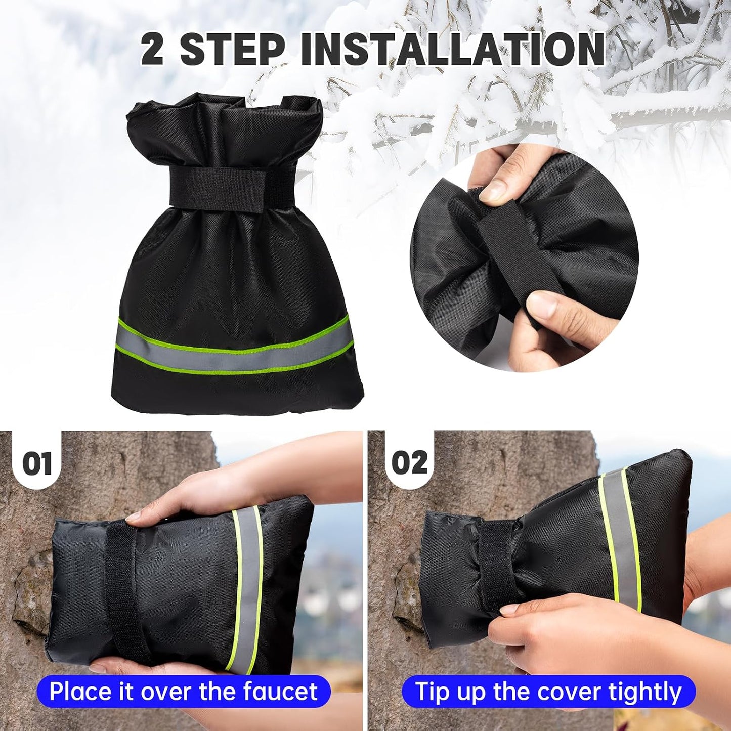 Riboud Outdoor Faucet Covers for Winter 4 Pack 8.6" H X 7.1" W, Outside Garden Faucet Socks for Freeze Protection, Reusable Waterproof Insulated Spigot Cover