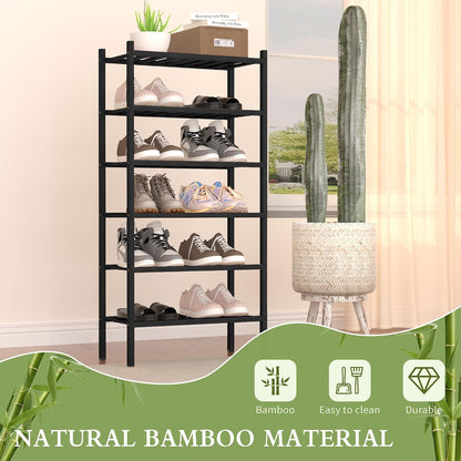 ROMGUAR CRAFT 3 Tier Bamboo Shoe Rack for Closet Free Standing Wood Shoe Shelf Storage Organizer for Entryway Small Space Stackable 27"x11"x20" (Natural)