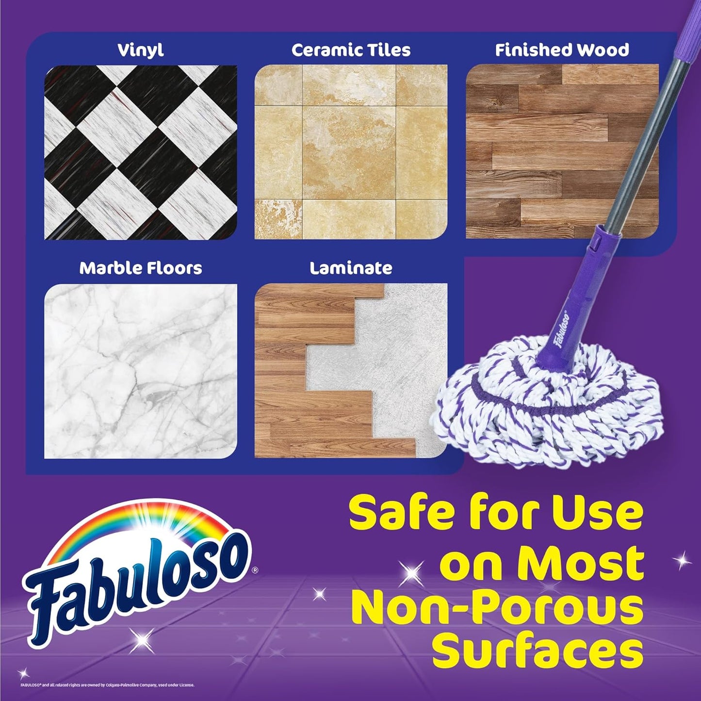 Fabuloso Spin Mop and Bucket Set, Hands-Free Pedal-Activated Spin Wringer, Adjustable Pole, Machine Washable and Replaceable Microfiber Mop Head, Works on All Hard Floor Surfaces