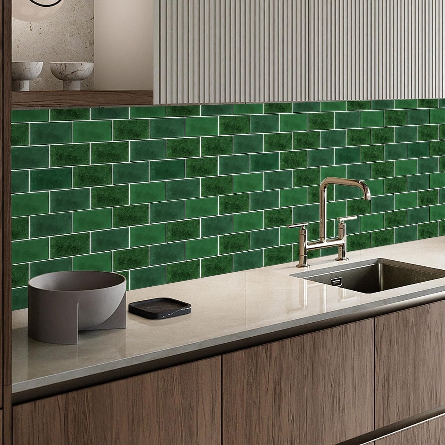 BSABSAQAA 10 Sheets Peel and Stick Backsplash for Kitchen 12"X12" Back Splash Adhesive Subway Wall Tile Sticker for Bathroom on Renter Friendlyn Marble