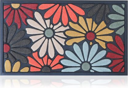 Extra Durable, Superior Absorption, Front Door Mat for Outdoor & Indoor - Welcome Mat for Entryway, Entrance, Patio, Porch - Waterproof, Non-Slip Backing, Coarse Fibers (Scales,17x29)