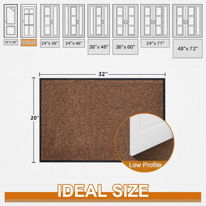 Mibao Front Door Mat, Dirt Trapper Welcome Mat for Outdoor Indoor, Non-Slip Waterproof Doormat, Durable Machine Washable Low Profile Entry Rug for Back Door Outside Patio Porch, 29.5" x 17", Grey