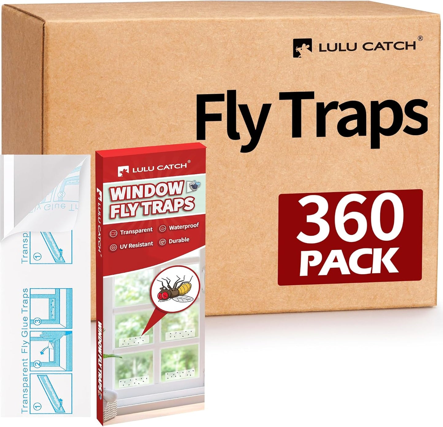 LULUCATCH Window Fly Trap, 24 Pack Fruit Fly Traps for Indoors, Sticky Gnat Trap Bug Trap, Non-Toxic Odorless Flying Insect Trap, Pet Safe Bug Catcher for Fruit Fly, Mosquitos, Fungus & Flying Insect